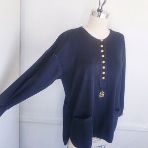 🌸 Sonia Rykiel | Long Sleeve Tunic + Gold Buttons and Pockets S